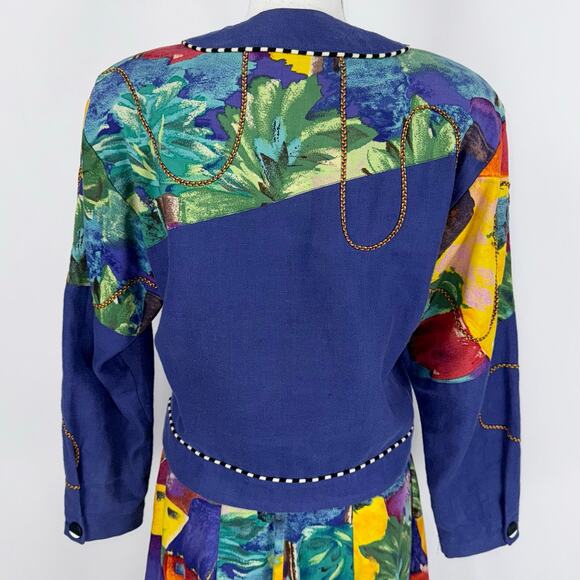 Canvasbacks Women's Vintage Artsy 80s Mixed Media Dress Jacket Set Small XS - Picture 11 of 16